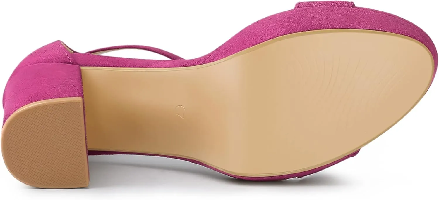 Allegra K Women's Ankle Strap Platform Chunky Heels Sandals