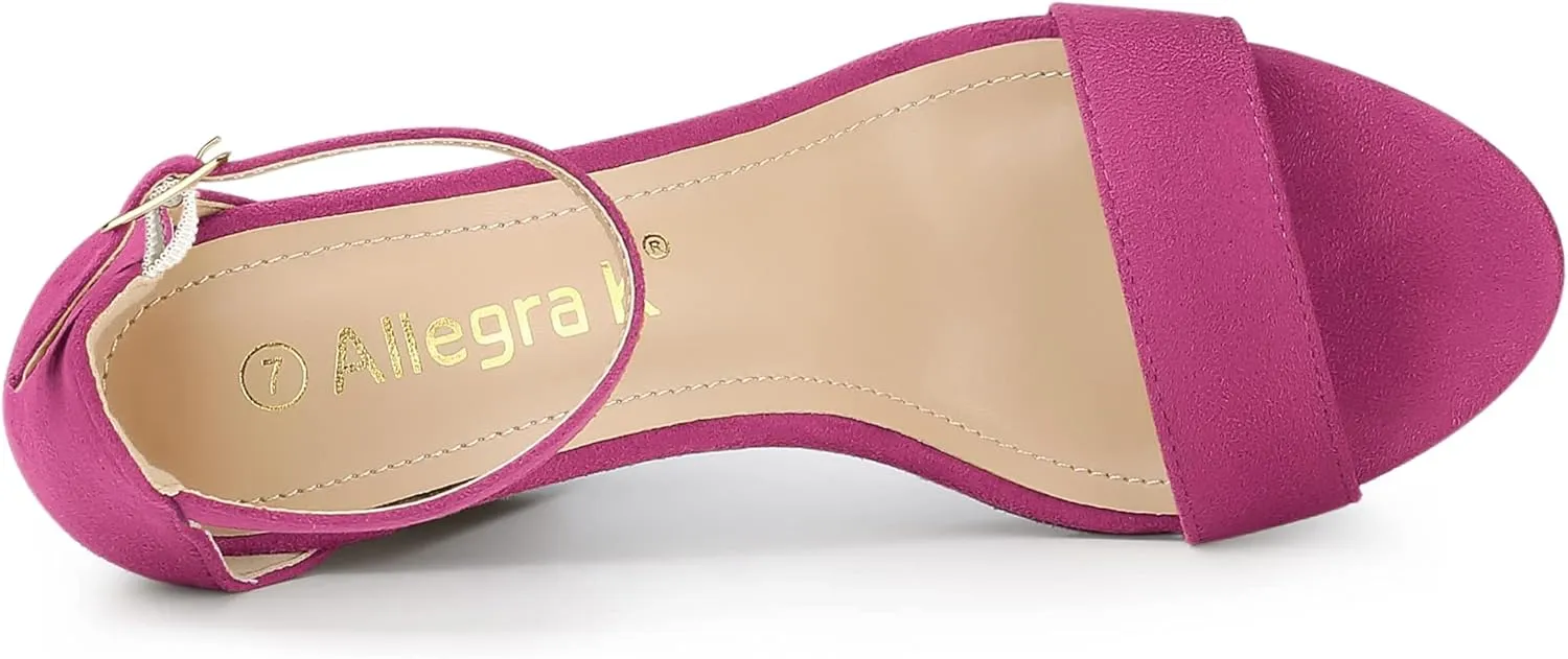 Allegra K Women's Ankle Strap Platform Chunky Heels Sandals