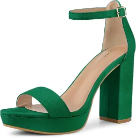 Allegra K Women's Ankle Strap Platform Chunky Heels Sandals