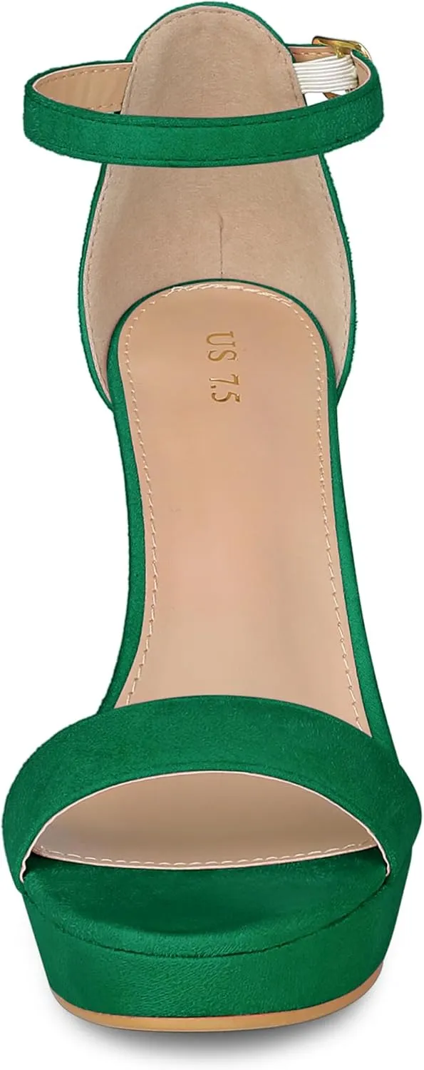 Allegra K Women's Ankle Strap Platform Chunky Heels Sandals