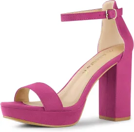 Allegra K Women's Ankle Strap Platform Chunky Heels Sandals