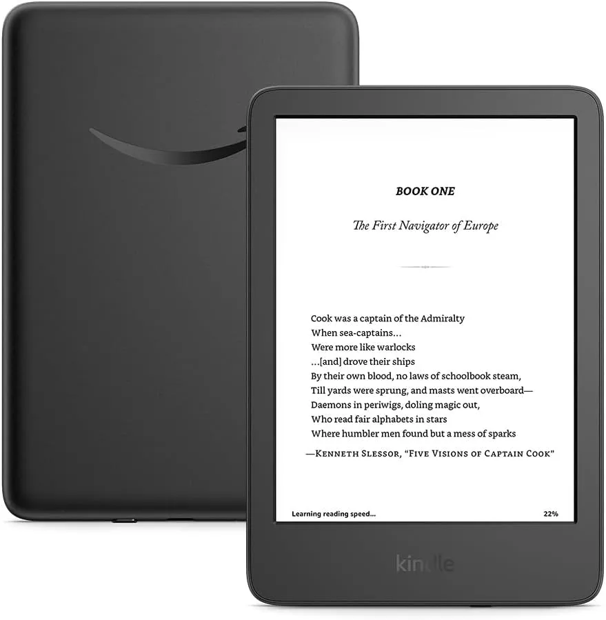 Amazon Kindle (16 GB) - Lightest and most compact Kindle, now with faster page turns, and higher contrast ratio, for an enhanced reading experience - Black