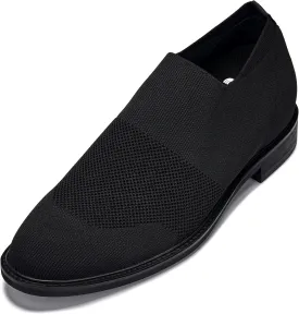 CALTO Men's Invisible Height Increasing Elevator Casual Shoes - Black/Black Sole Ultra Light-Weight Slip-on Knitted Business Dressy Casual Shoes - 2.4 Inches Taller - X1541 - Size 8 D(M) US