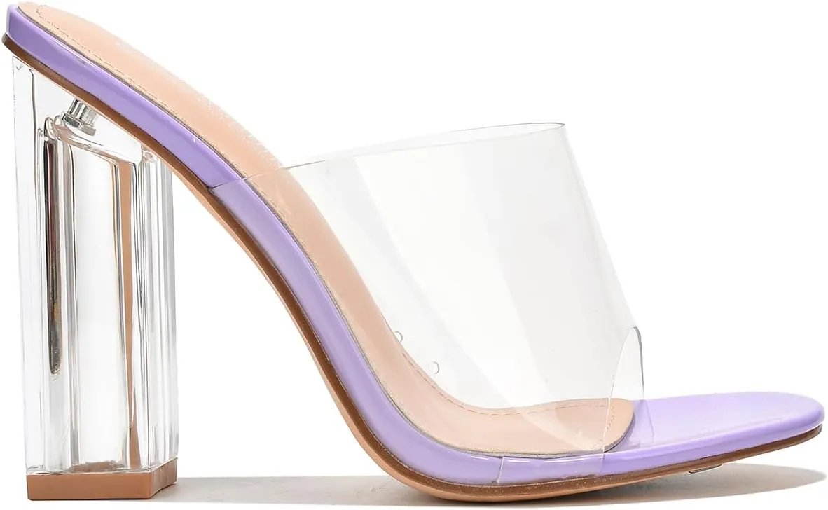 Cape Robbin Fusion Clear Chunky Block High Heels for Women, Transparent Booties for Women
