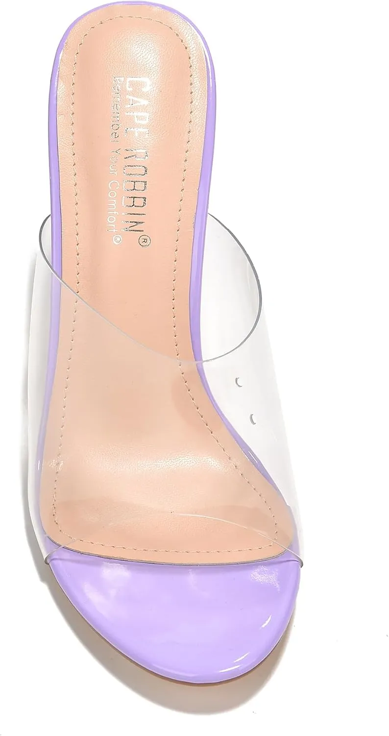 Cape Robbin Fusion Clear Chunky Block High Heels for Women, Transparent Booties for Women