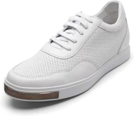 CHAMARIPA Men's Invisible Height Increasing Elevator Shoes Lace-Up Fashion Casual Comfortable Sneakers Genuine Leather Lifting Shoes That Make You 2.36/2.76 Inches Taller Handcrafted