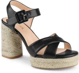 COLETER Women's Platform Chunky Heels Ankle Strap Espadrille Block Heeled Sandals