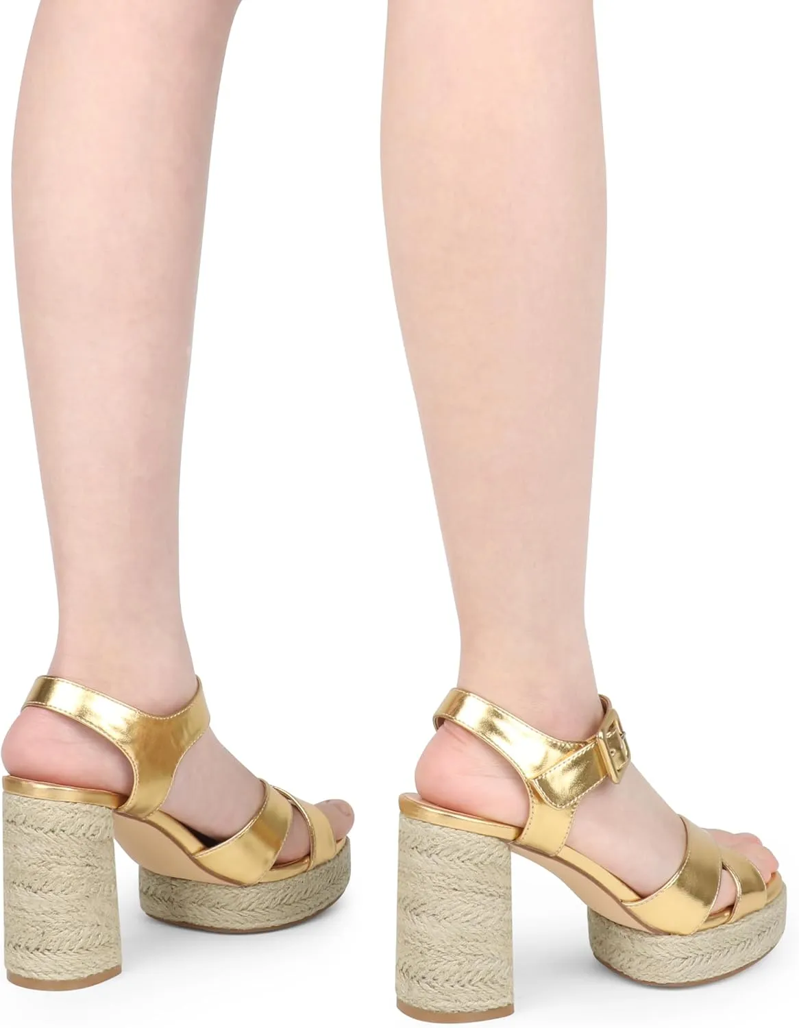 COLETER Women's Platform Chunky Heels Ankle Strap Espadrille Block Heeled Sandals