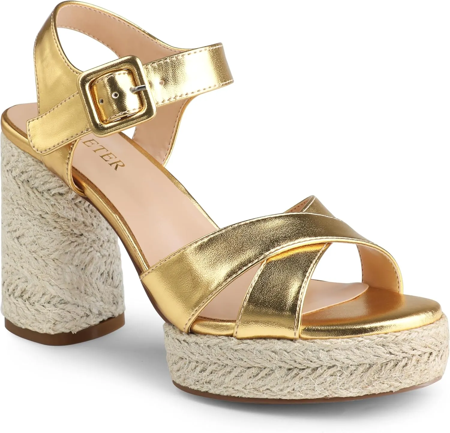 COLETER Women's Platform Chunky Heels Ankle Strap Espadrille Block Heeled Sandals