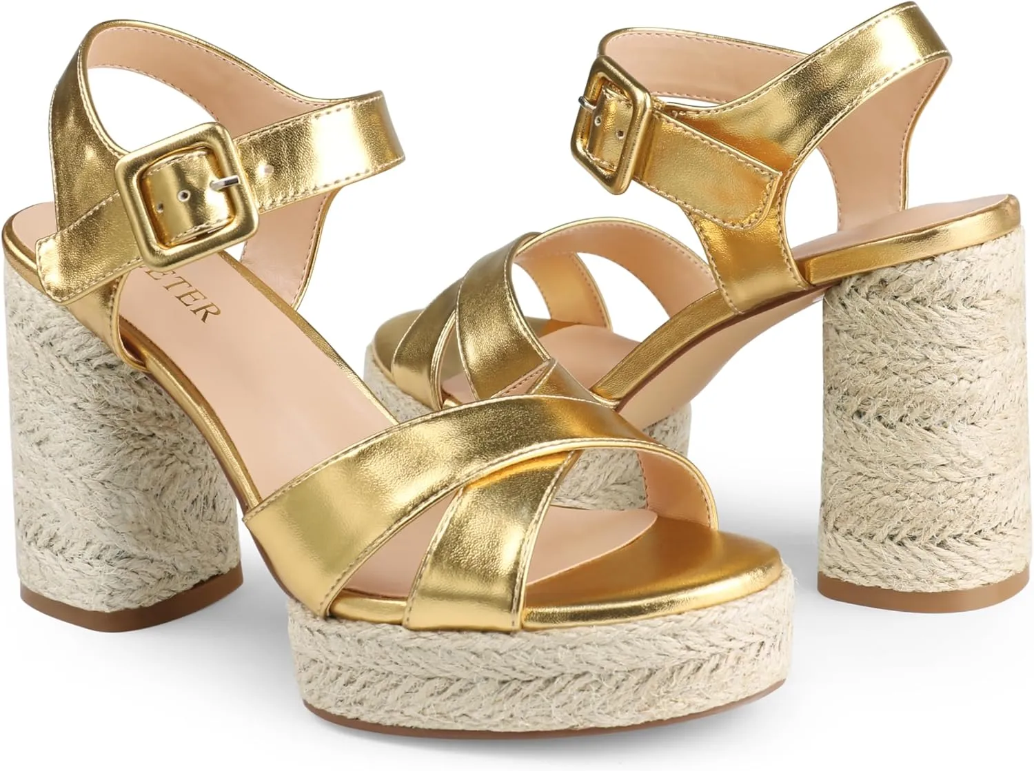 COLETER Women's Platform Chunky Heels Ankle Strap Espadrille Block Heeled Sandals