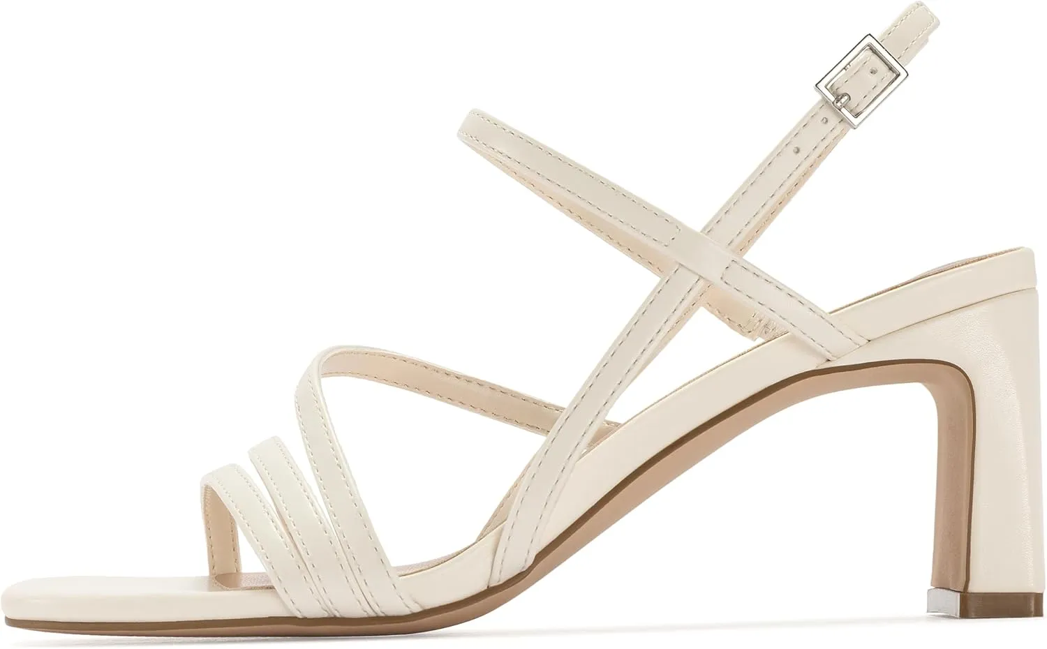 CosyFever Womens Strappy Heeled Sandals 3 Inches Chunky Block Heel Square Toe Buckle Dressy Shoes for Party Work Casual