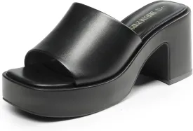 DREAM PAIRS High Chunky Platform Heels for Women Fashion Comfort Slip on Square Open Toe Block Heel Sandals