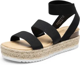 DREAM PAIRS Strappy Espadrille Platform Wedge Sandals for Women Dressy Summer, Comfortable Open Toe Sandals with Cushioned Insole and Ankle Strap Buckle