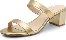 DREAM PAIRS Women's Two Strap Open Toe Low Block Chunky Heels Sandals Dress Pumps Casual Summer Mules Shoes