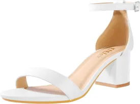 ElElax Nude Black Silver Heels for Women Chunky - Strappy Sandals Chunky Pumps Low Open Toe Block Heels for Daily Wear Wedding 2.25inches Standard Size