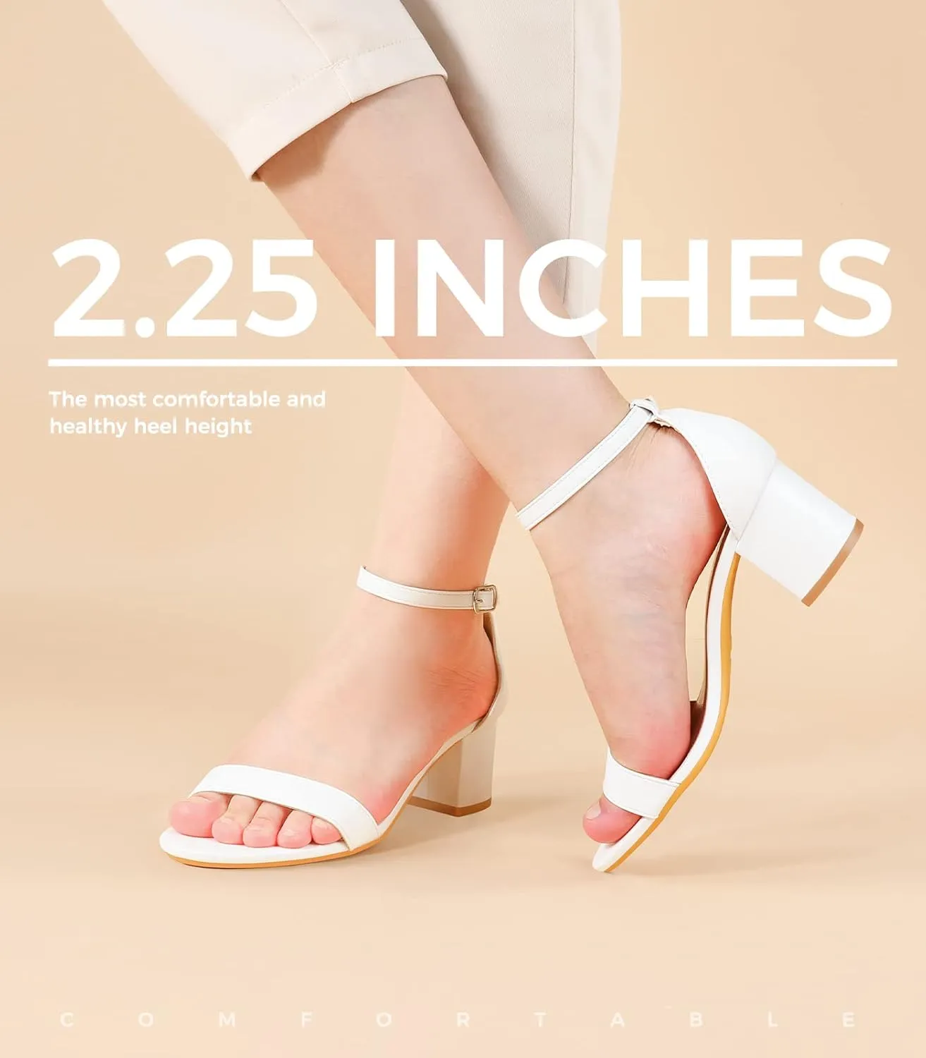 ElElax Nude Black Silver Heels for Women Chunky - Strappy Sandals Chunky Pumps Low Open Toe Block Heels for Daily Wear Wedding 2.25inches Standard Size