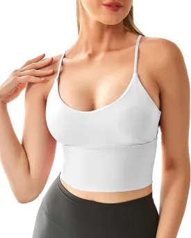 Everrysea Women Longline Sports Bra Strappy Open Back Workout Tank Tops Built in Bra Cross Activewear Yoga Shirts Fitness Gym
