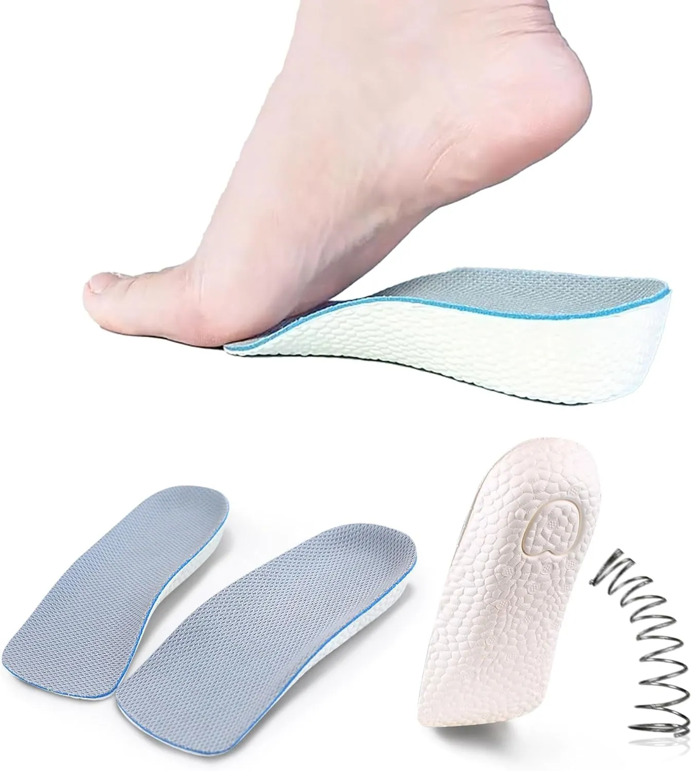 Height Increasing Insoles - Ergonomic Heel Lift Inserts for Shoes, Unisex Design, Silicone Cushion for Comfort & Orthopedic Support, Elevates Posture & Balances Leg Length, 1 Pair (Gray, 1 inch)