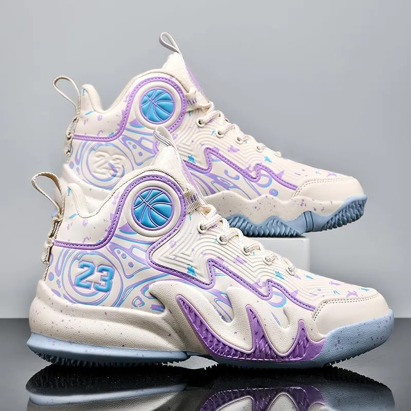 High Top Basketball Shoes Men Shoes Women Shoes Non-Slip Breathable Outdoor Shoes Fashion Graffiti Training Shoes Volleyball Shoes