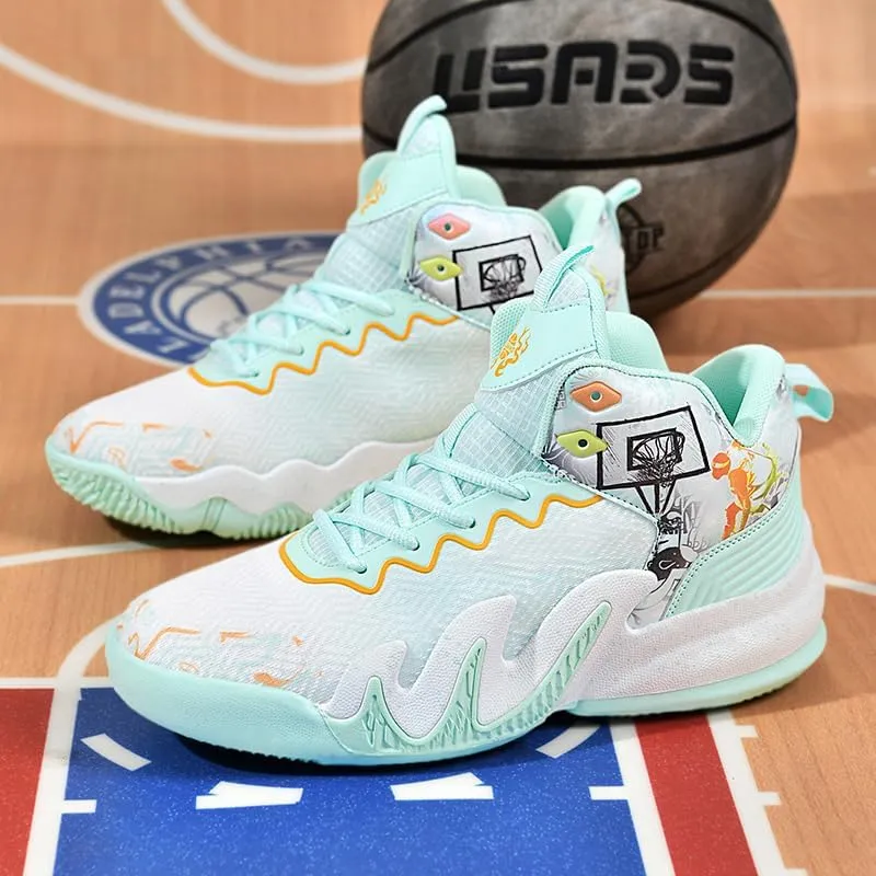 High Top Basketball Shoes Men Shoes Women Shoes Non-Slip Breathable Outdoor Shoes Fashion Graffiti Training Shoes Volleyball Shoes