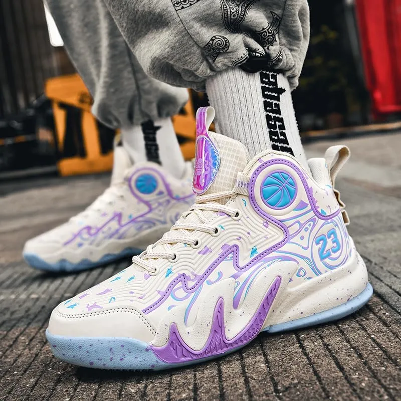 High Top Basketball Shoes Men Shoes Women Shoes Non-Slip Breathable Outdoor Shoes Fashion Graffiti Training Shoes Volleyball Shoes