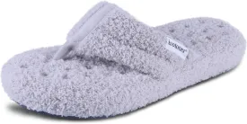 isotoner Women's Cozy Plush Terry Knit Joey Thong Slippers with Enhanced Heel Cushion