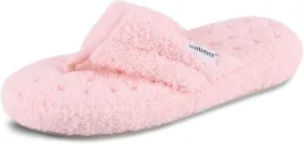 isotoner Women's Cozy Plush Terry Knit Joey Thong Slippers with Enhanced Heel Cushion