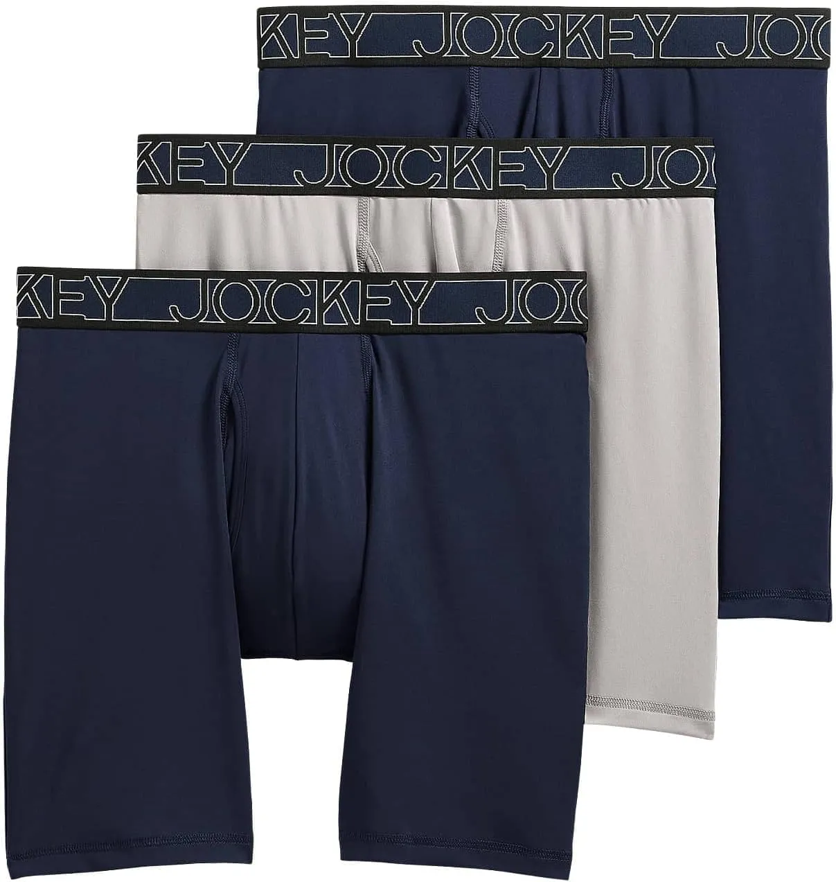 Jockey Men's Underwear Active Microfiber 9" Long Leg Boxer Brief - 3 Pack