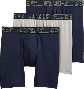 Jockey Men's Underwear Active Microfiber 9" Long Leg Boxer Brief - 3 Pack