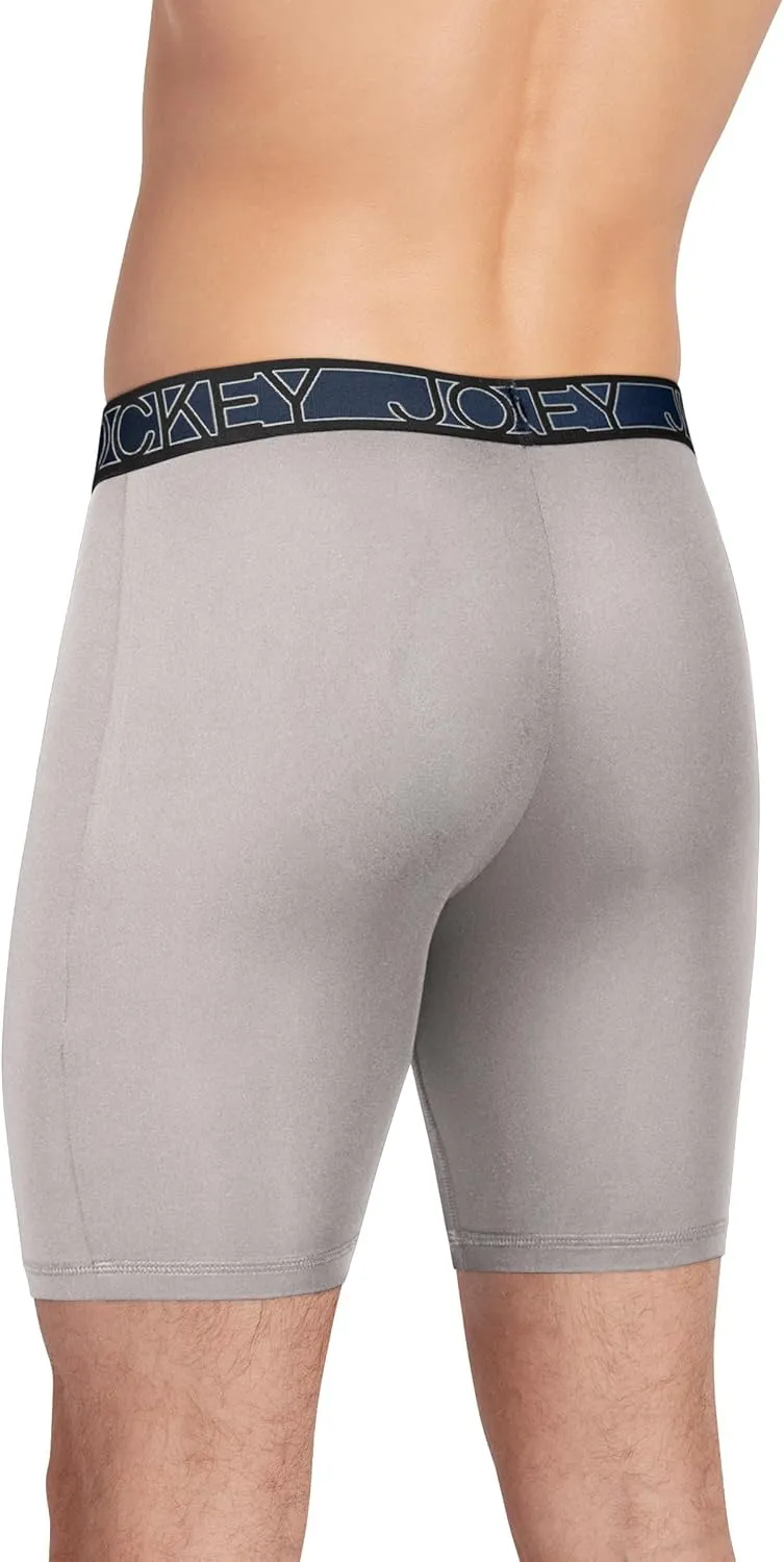 Jockey Men's Underwear Active Microfiber 9" Long Leg Boxer Brief - 3 Pack