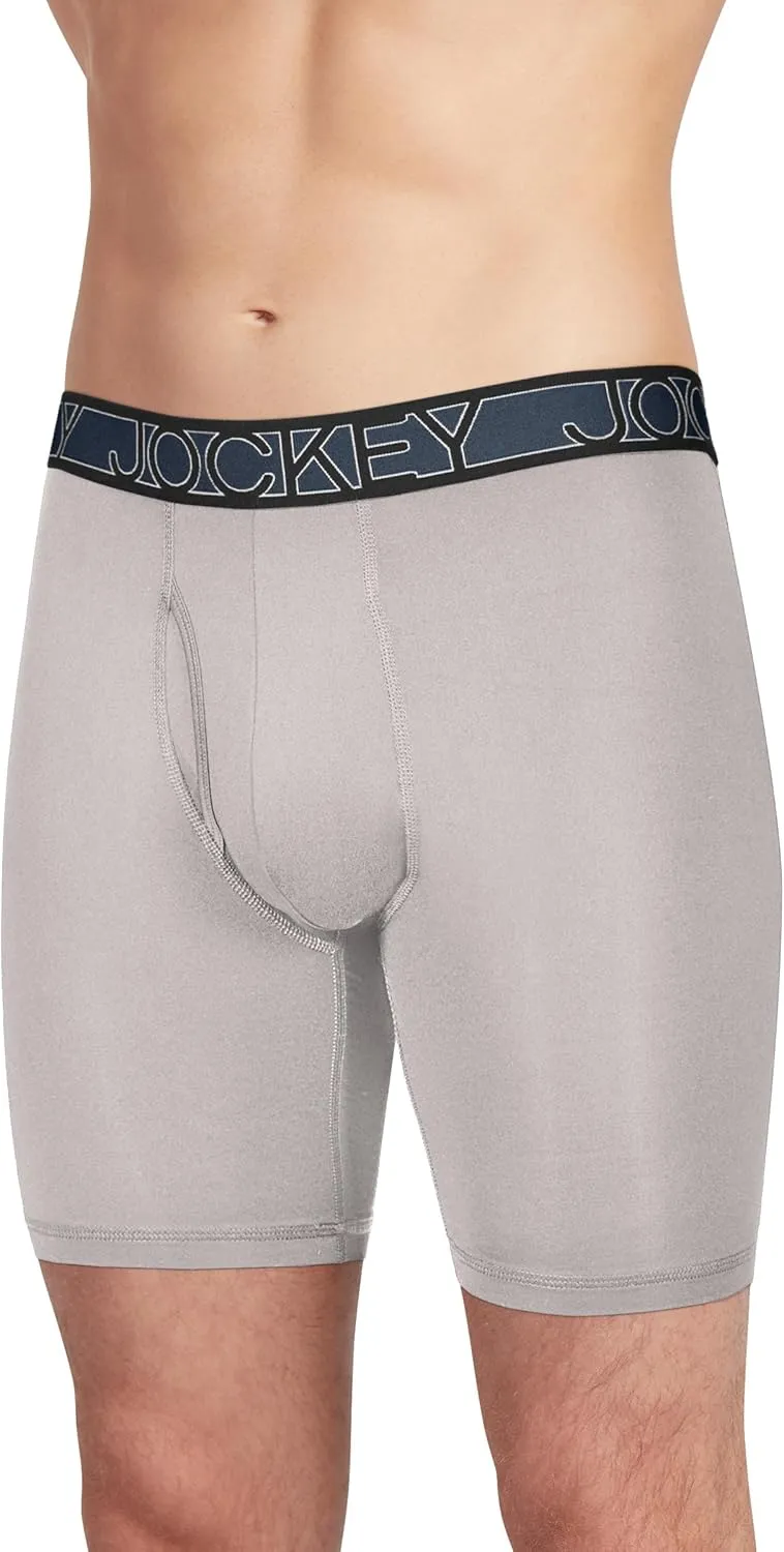 Jockey Men's Underwear Active Microfiber 9" Long Leg Boxer Brief - 3 Pack