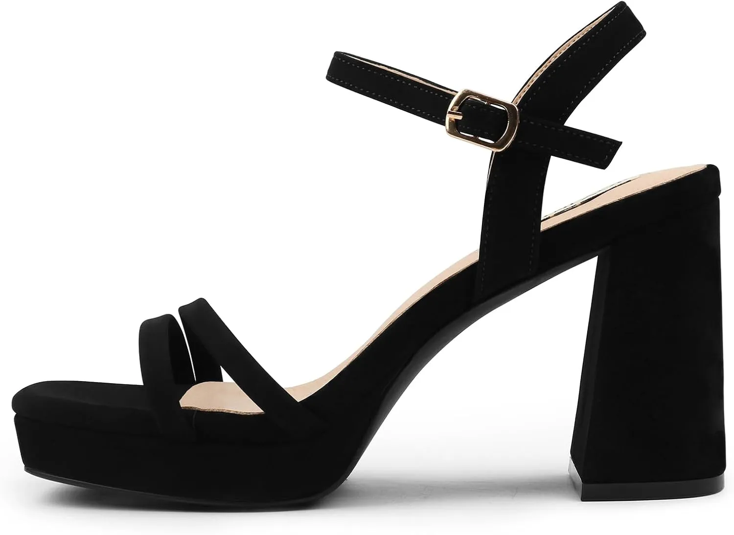 JOY IN LOVE Platform Heels for Women 3.5 Inch Chunky Block Heel Ankle Strap Sandals