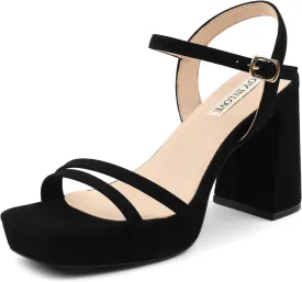 JOY IN LOVE Platform Heels for Women 3.5 Inch Chunky Block Heel Ankle Strap Sandals