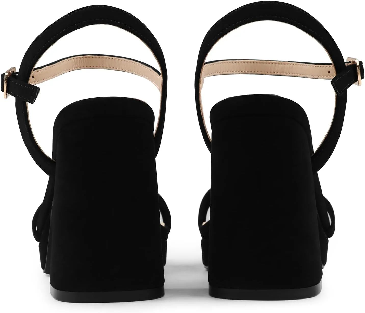 JOY IN LOVE Platform Heels for Women 3.5 Inch Chunky Block Heel Ankle Strap Sandals