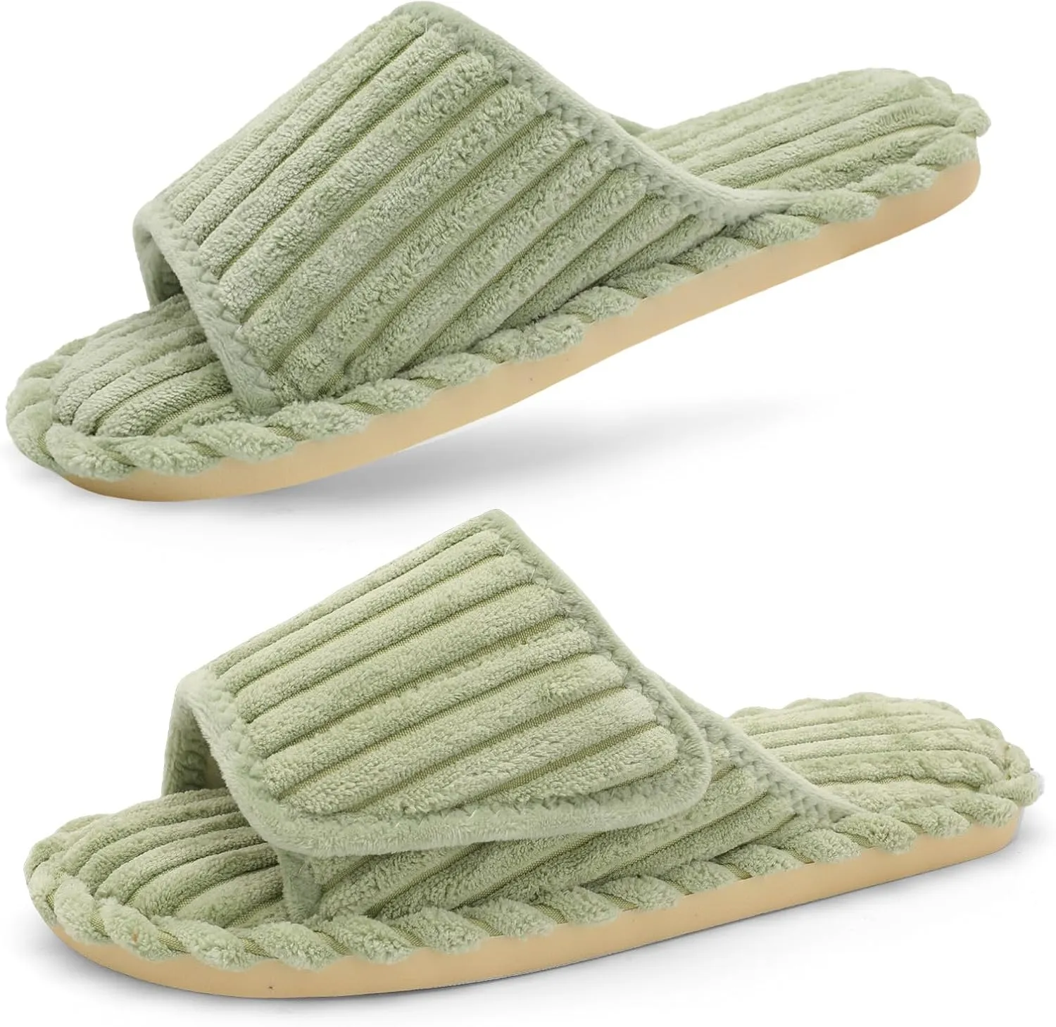LeIsfIt Slippers for Women Adjustable Open Toe House Slippers Wide Diabetic Shoes Memory Foam Bedroom Slides Arthritis Edema House Shoes