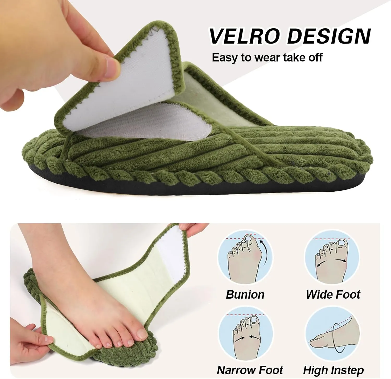 LeIsfIt Slippers for Women Adjustable Open Toe House Slippers Wide Diabetic Shoes Memory Foam Bedroom Slides Arthritis Edema House Shoes