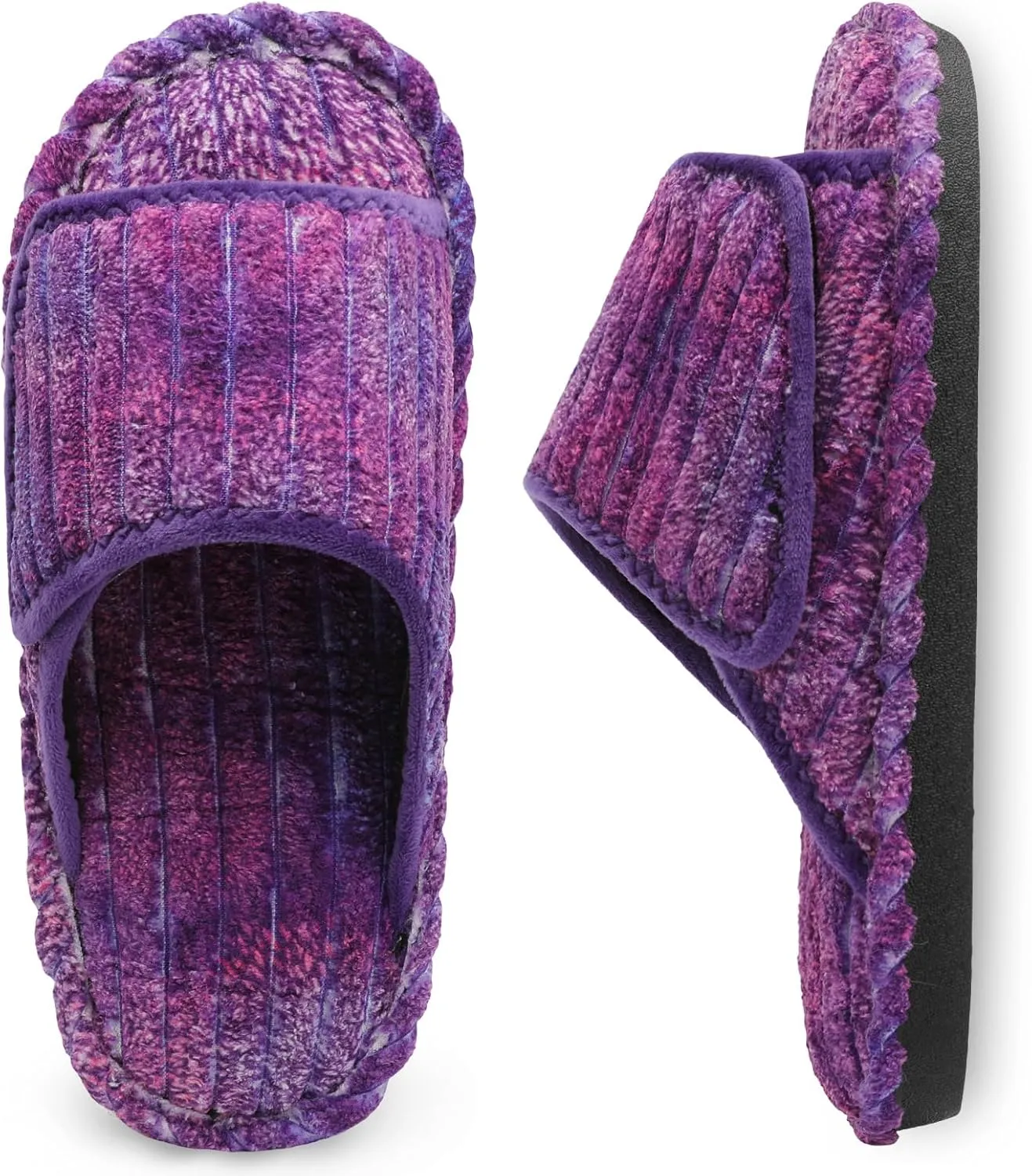 LeIsfIt Slippers for Women Adjustable Open Toe House Slippers Wide Diabetic Shoes Memory Foam Bedroom Slides Arthritis Edema House Shoes