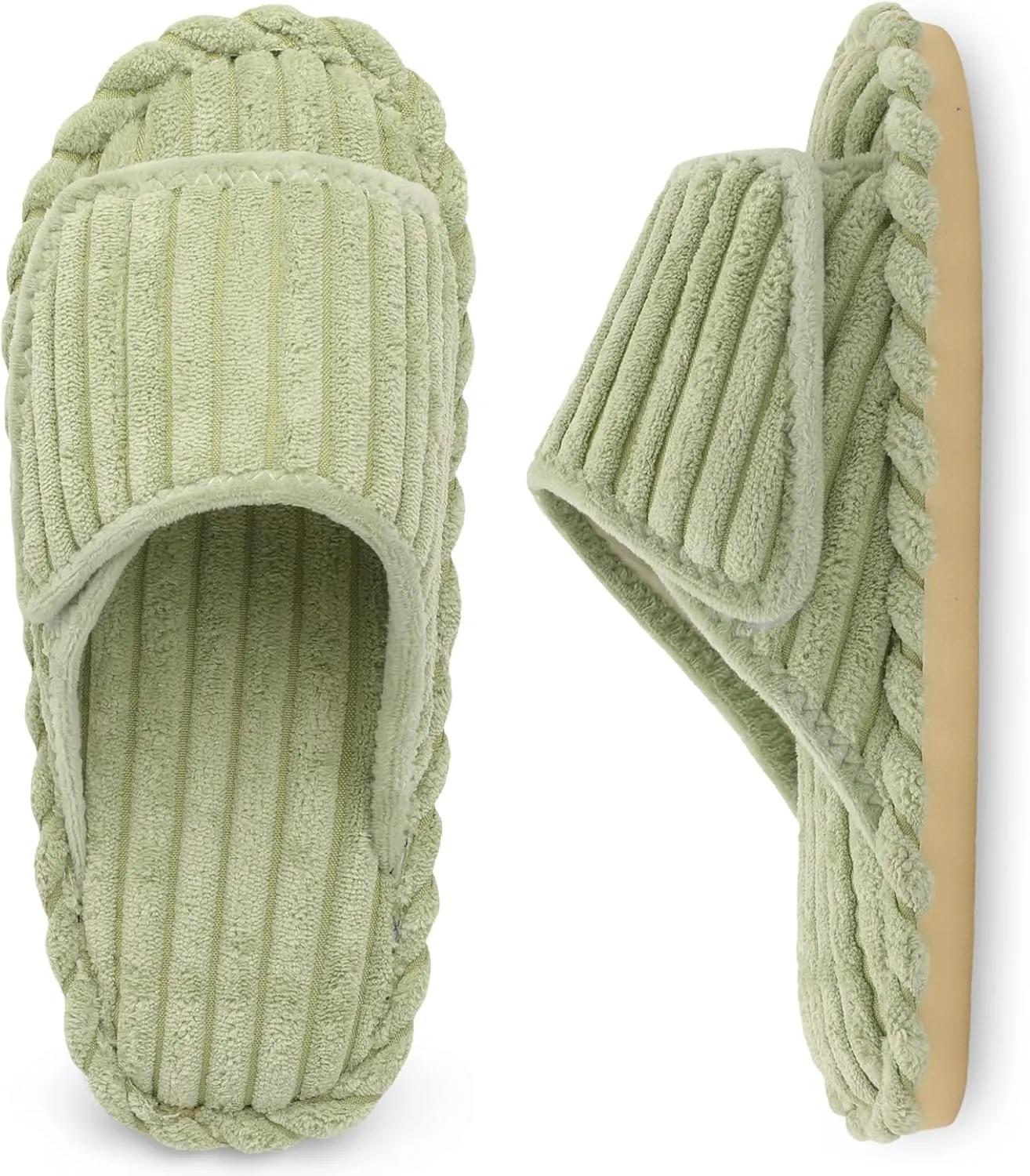 LeIsfIt Slippers for Women Adjustable Open Toe House Slippers Wide Diabetic Shoes Memory Foam Bedroom Slides Arthritis Edema House Shoes