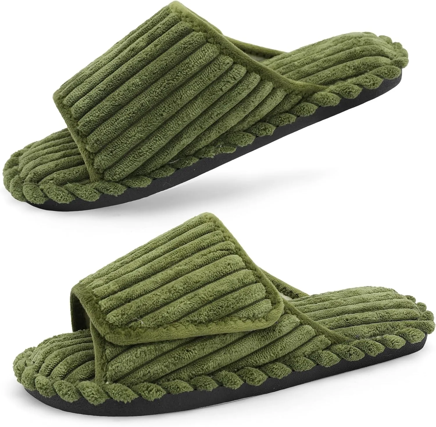 LeIsfIt Slippers for Women Adjustable Open Toe House Slippers Wide Diabetic Shoes Memory Foam Bedroom Slides Arthritis Edema House Shoes