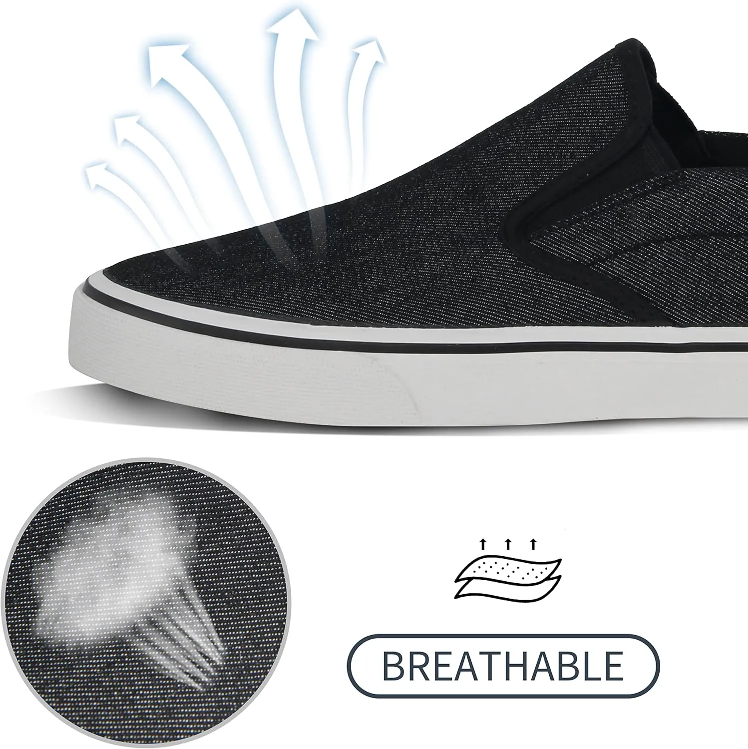 Men's Black Classic Low Top Shoes Canvas Fashion Sneaker with Soft Insole Causal Dress Shoes for Men Comfortable Walking Shoes