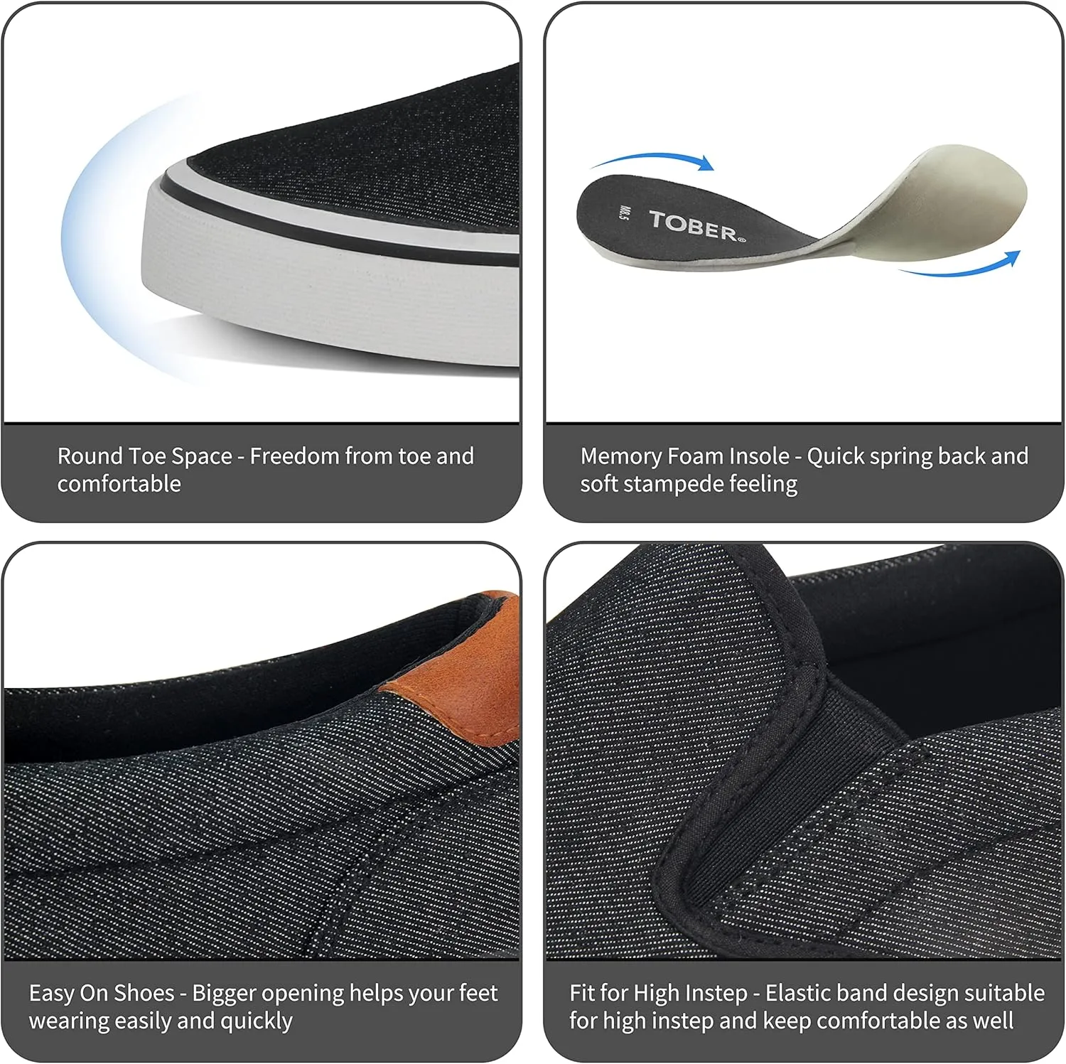 Men's Black Classic Low Top Shoes Canvas Fashion Sneaker with Soft Insole Causal Dress Shoes for Men Comfortable Walking Shoes