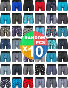 Mens Underwear Cotton Boxer Briefs Comfy Breathable 6" Underwear Tagless Wide Waistband Boxer Briefs Multipack
