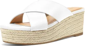 PIZZ ANNU Women's Misty Criss Cross Platform Wedge Sandals Open Toe Espadrille Heels Sandals for Casual Summer Slide Shoes