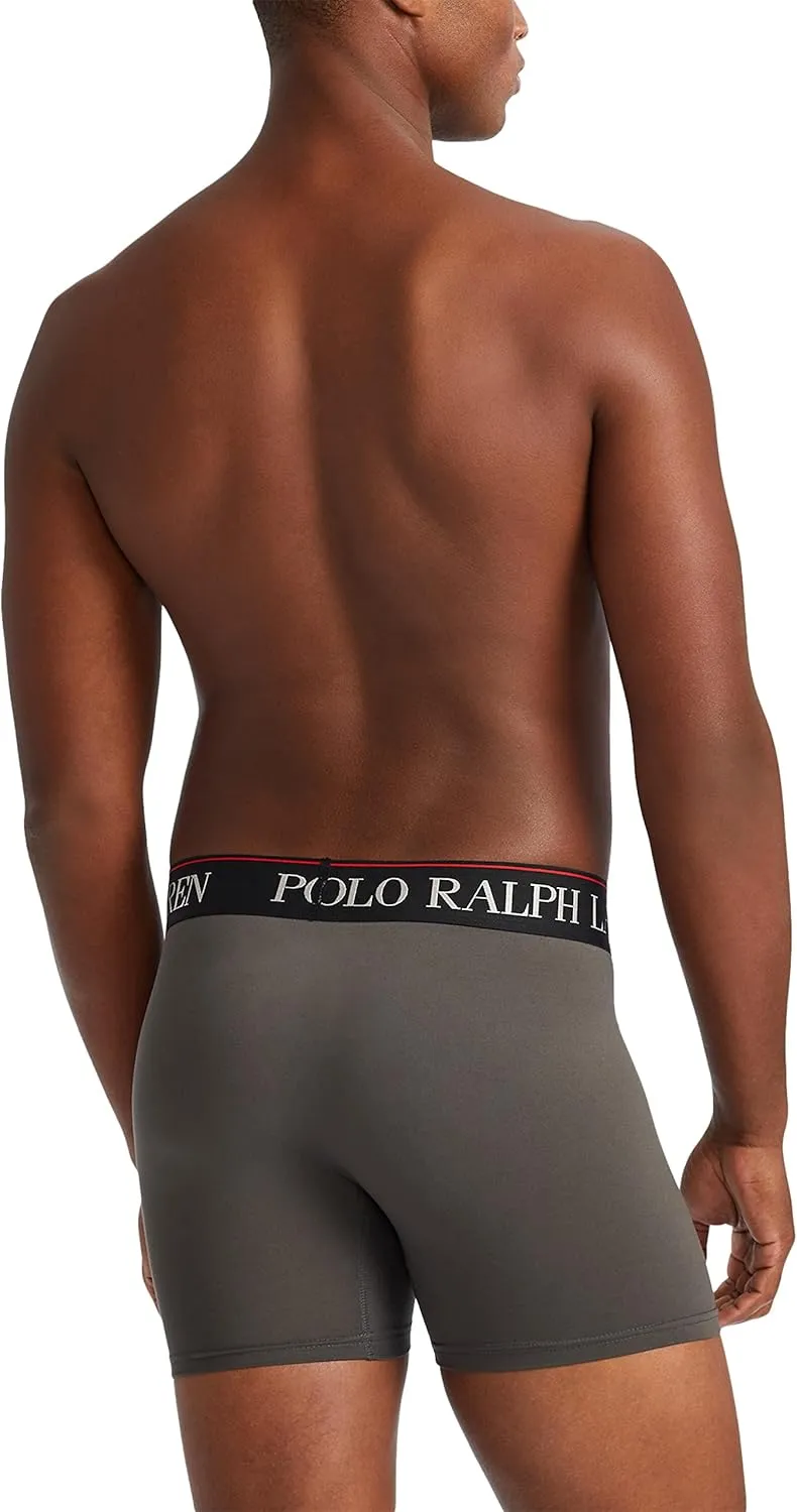 POLO RALPH LAUREN Men's 4D Flex Cooling Microfiber Boxer Briefs & Long Leg Boxer Briefs, 3 Pack