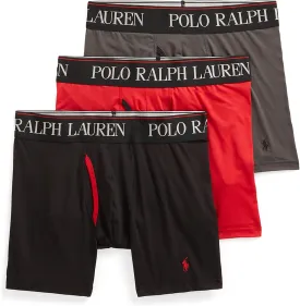 POLO RALPH LAUREN Men's 4D Flex Cooling Microfiber Boxer Briefs & Long Leg Boxer Briefs, 3 Pack