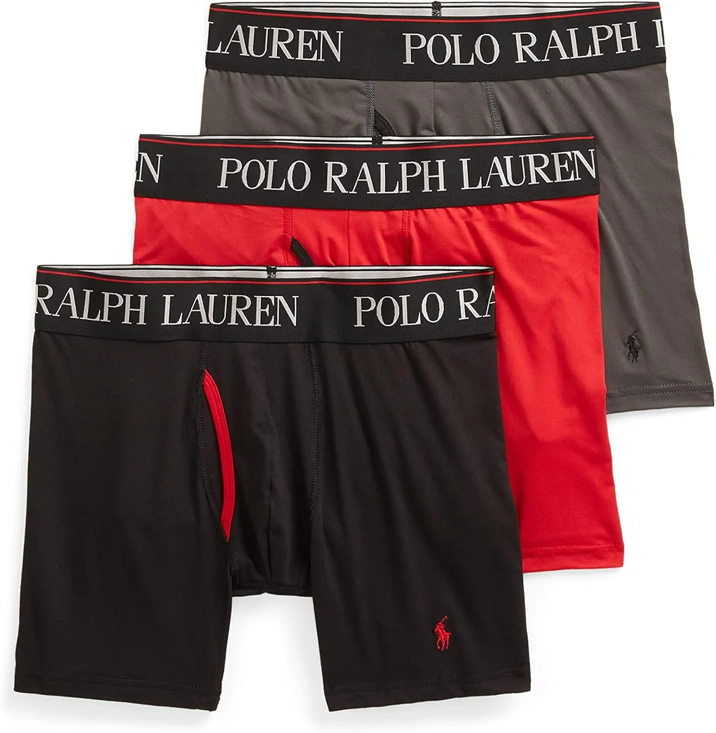 POLO RALPH LAUREN Men's 4D Flex Cooling Microfiber Boxer Briefs & Long Leg Boxer Briefs, 3 Pack