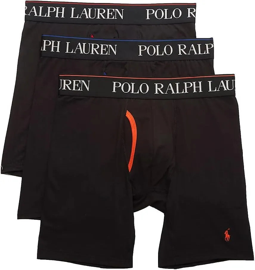 POLO RALPH LAUREN Men's 4D Flex Cooling Microfiber Boxer Briefs & Long Leg Boxer Briefs, 3 Pack