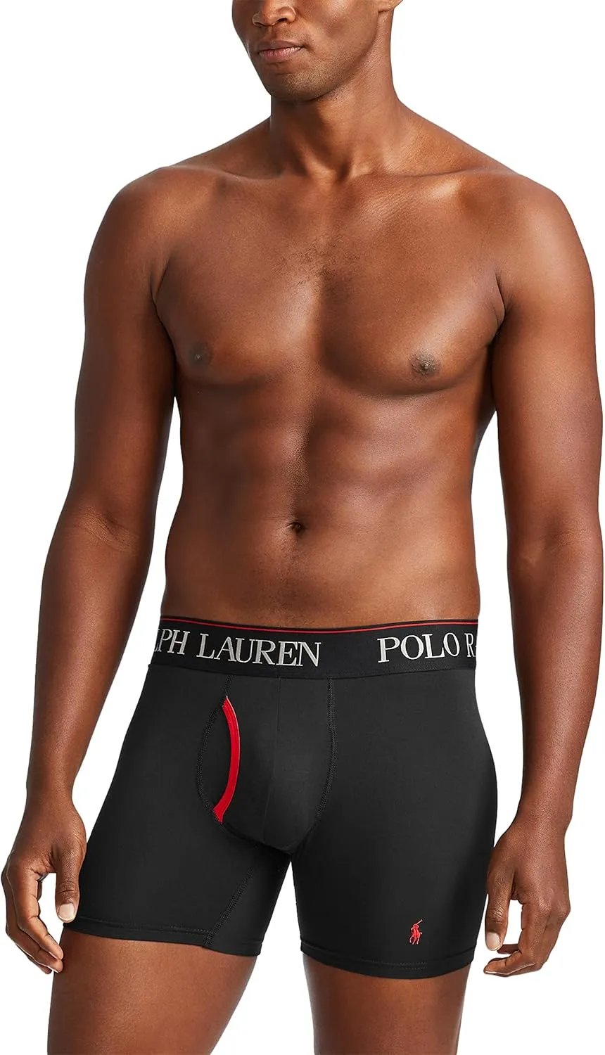 POLO RALPH LAUREN Men's 4D Flex Cooling Microfiber Boxer Briefs & Long Leg Boxer Briefs, 3 Pack