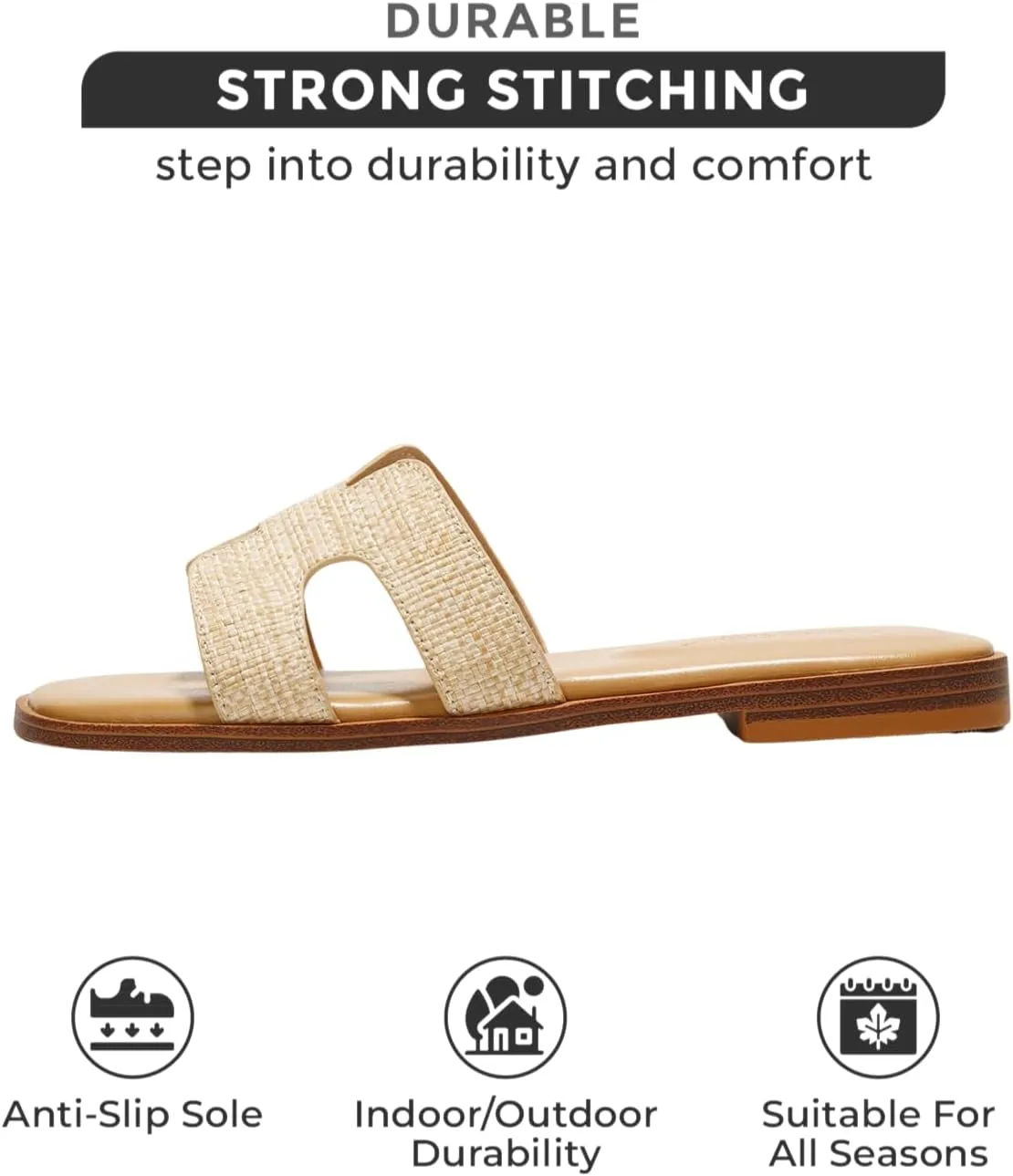 Project Cloud Genuine Leather Summer Sandals for Women 2025 - Comfortable Memory Foam Insole Slides and Non Slip Fashion Flat Womens Sandals (Jannel)