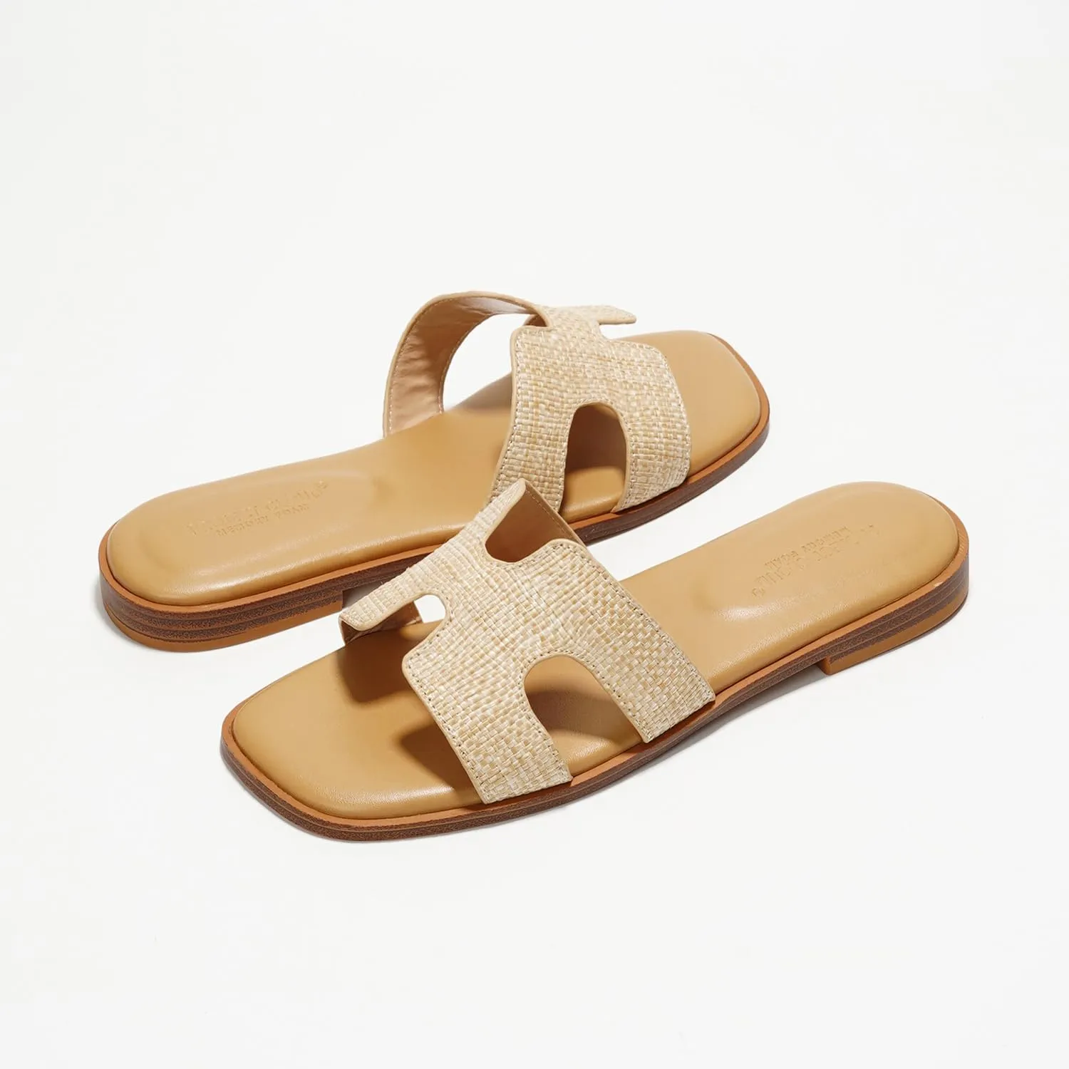 Project Cloud Genuine Leather Summer Sandals for Women 2025 - Comfortable Memory Foam Insole Slides and Non Slip Fashion Flat Womens Sandals (Jannel)